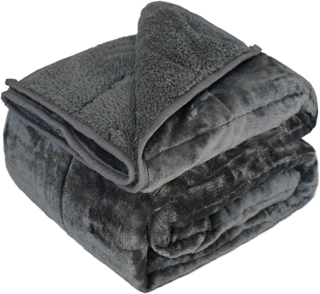 Throw Sherpa Weighted Blanket 25 lbs - 80"x87" for Adults, Fleece Fluffy Fuzzy Cozy Plush Washable Heavy Blanket, Super Soft Warm for King Queen Full Size Bed in Winter