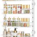 MIAOLI Over the Door Pantry Organizer, 10-Tier Adjustable Spice Rack Cabinet Door Shelves, Hanging Seasoning Organizer for Kitchen Bathroom, Laundry Room Organization, White