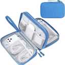 FYY Electronic Organizer, Large Travel Cable Organizer Bag Pouch Electronic Accessories Carry Case Portable Waterproof Double Layers All-in-One Storage Bag for Cable, Cord, Charger, Phone, Cyan