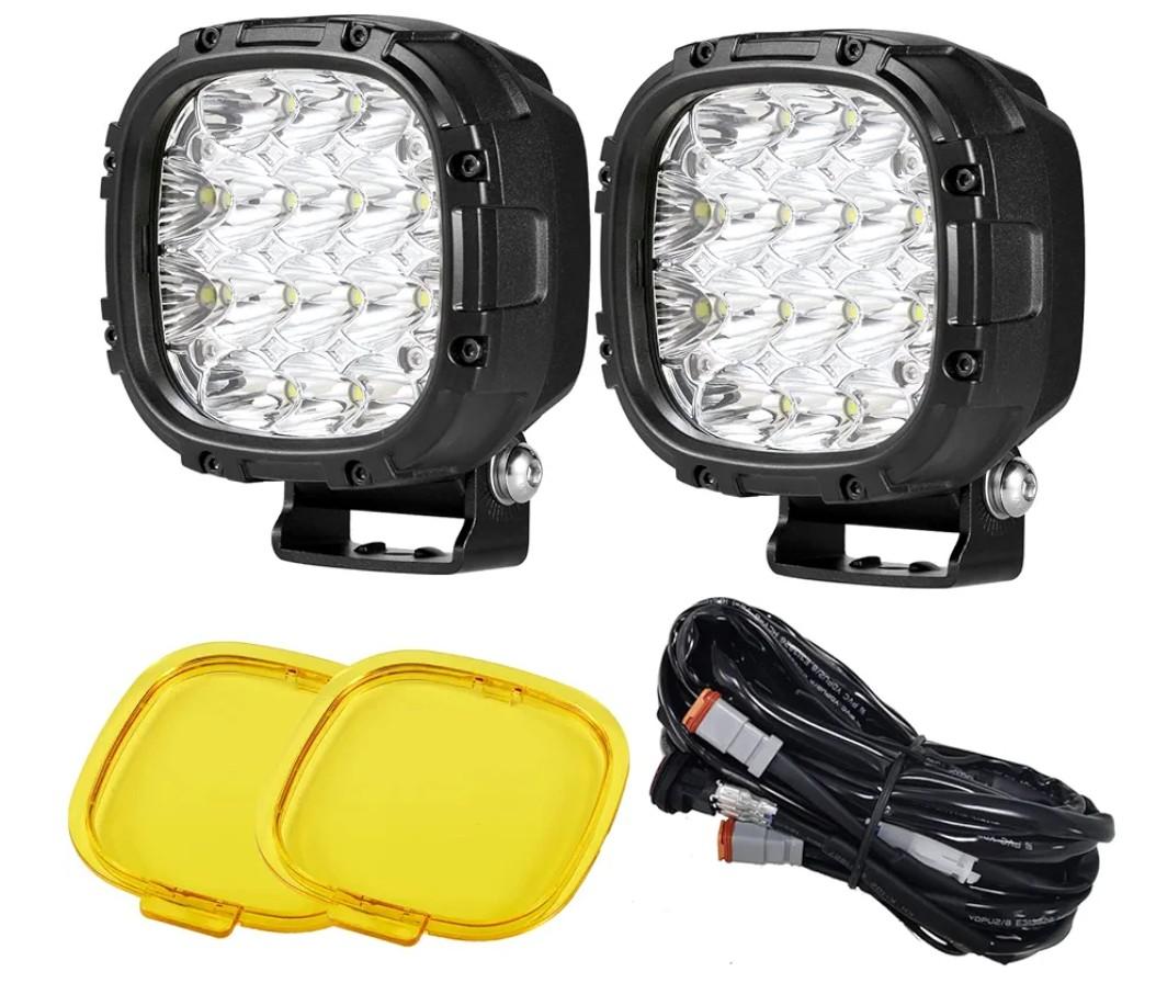 BIGLION.X 4 Inch Pair 160W 18800LM Amber Round LED Offroad Lights Yellow Fog Lights Super Bright Driving Offroad Pod Lights with Wiring Harness IP68 for Pickup Trucks UTV ATV SUV