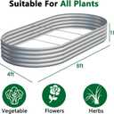 zizin 2 Pack Galvanized Raised Garden Bed Metal Oval Raised Garden Beds Outdoor Planter Box for Vegetables (8x4x1FT, Silver)
