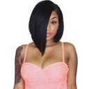 quickwig 14 inch Black Short Bob Wigs Straight Hair Wig Side Part Bowl Cut Cosplay Wig Heat Resistant Natural Looking Synthetic Full Wigs for Women(Natural Black)