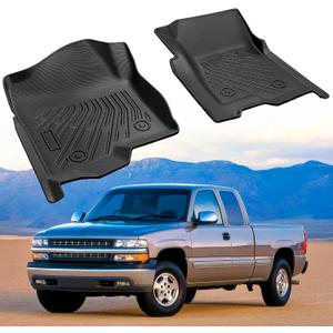 1999-2006 Only Crew Cab/Extended Cab All Weather Floor Mats for Chevy Silverado for GMC Sierra 1500/2500/3500 | Front Row Car Liner for Tahoe/Yukon/Suburban/Yukon XL Not Regula/Standard/Single Cab