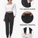 MIVEI Women's Fleece Lined Joggers Hiking Water-Resistant Sweatpants with Zip Pockets Winter Thermal Running Ski Golf Pants (Black, XXL)