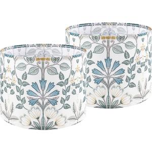 Lamp Shades Set of 2, 13" Top x 13" Bottom x 10" High(Spider Fitter), Medium Drum Lamp Shades for Table Lamps, Floor Lamps, Polyester Fiber Printing Plants Lampshades, Easy Assembly Required, By GO&SO