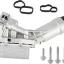 11428651710 Aluminum Oil Cooler Filter Housing Compatible with 230i 330 430i 530i 540i X3 X4 X5 X6 Z4 G20 G22 G30 G31 G32 G01 G02 G05 G06 G29 2017-2023 with Oil Cooler Sensors and Gasket