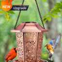 Solar Bird Feeders for Outdoors Hanging - Premium Grade Metal Bird Feeder, Chew-Proof, Weather and Water Resistant Wild Bird feeders, Outside and Garden Decoration-New