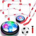 3-in-1 Hover Soccer Ball Set, Including 2 LED Hover Hockey and Soccer Ball Toys, Indoor Red & White Goals, Sports Game Toy, Soccer Gift for 4-8, 8-12 Years Old Boys