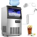 Amzgachfktch Commercial Ice Maker, 110lbs/24H Under Counter Ice Maker with 2 Water Inlet, Ice Maker Machine with 22lbs Storage, Auto Self-Cleaning, Freestanding Ice Machine for Bar Home Office