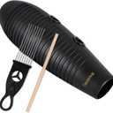 RANMING Guiro Instrument 3.9x13 Inch Super Guiro Fish Shaped Latin Percussion Instrument with 2 x Guiros Scraper Musical Training Tool for Beginners and Music Lover Black
