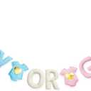 Pink Blue Gender Reveal Decorations Pre-Strung Handmade Felt Boy or Girl Sign Baby Clothes Heart Banner for He or She Welcome Baby Shower Party Nursery Home Fireplace Mantle Room Decor