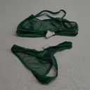 SOLY HUX Women's Mesh Solid Sheer See Through Lingerie Set Sexy Lace Bra and Panty 2 Piece (Medium, Dark Green)