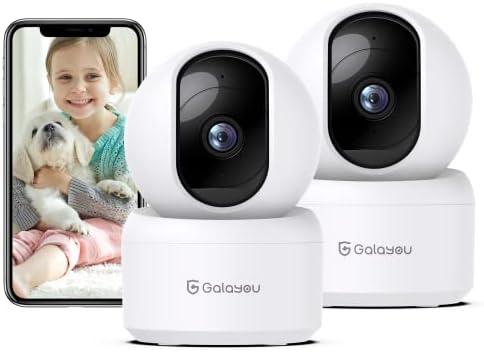 GALAYOU Indoor Security Camera 2K, 360 Degree 2.4G WiFi Home Security for Baby/Pet/Elder/Nanny with Night Vision, 24/7 SD Card Storage, Works with Alexa and Google Assistant G2-Pack of 2