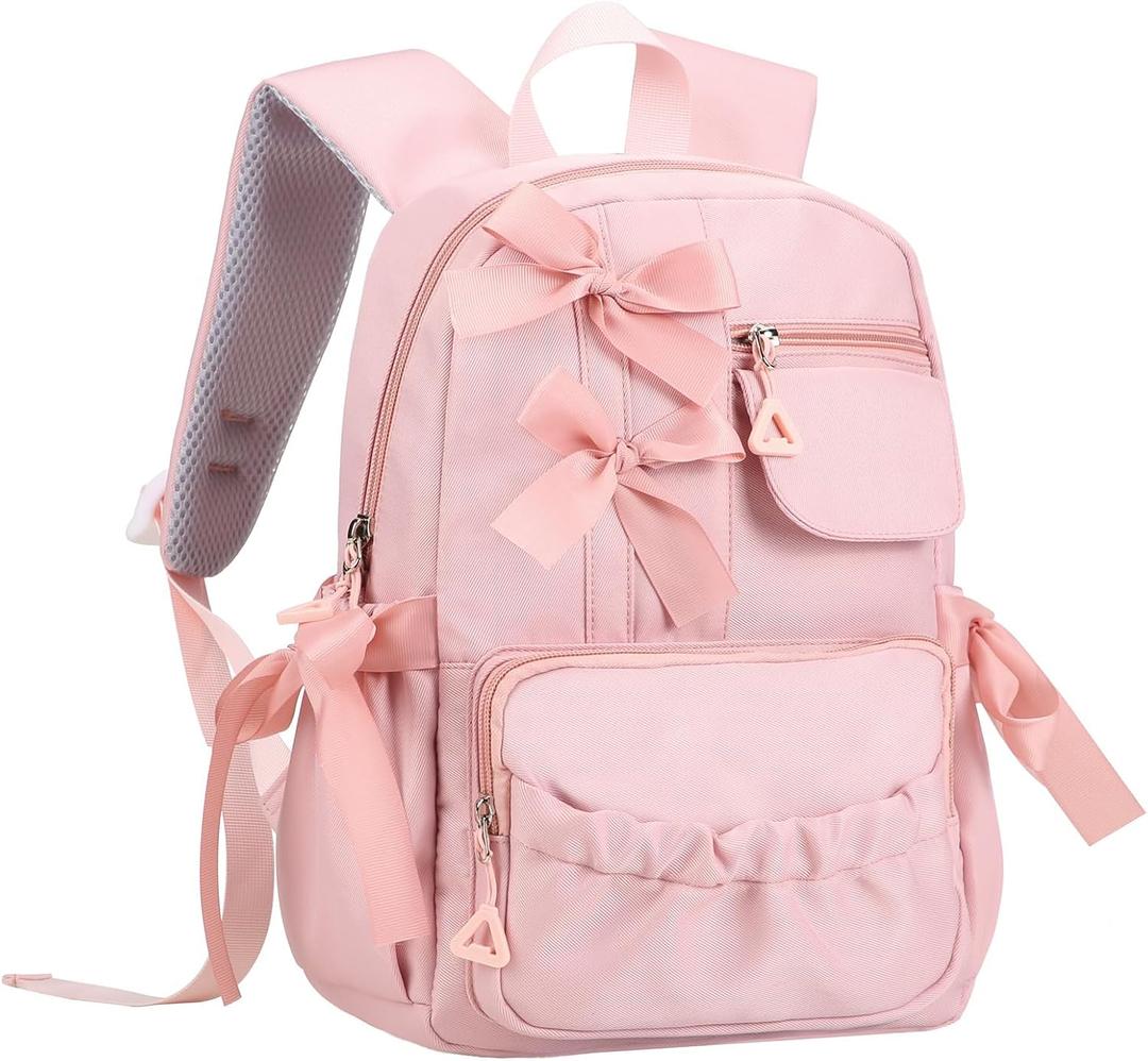 Phaoullzon Toddler Preschool Backpack for Girls - Kids Bow Ballet Dance Bags (Pink)