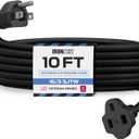 Iron Forge Cable 10 Ft Black Extension Cord, 16/3, 10 Foot Extension Cord, 3 Prong, Weatherproof - Great for Outside Use