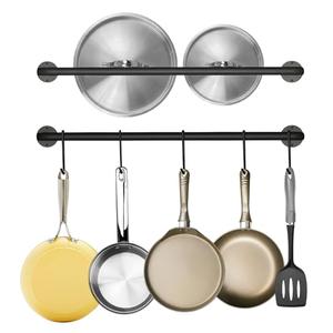 BIHOMIFI Wall-Mounted Utensil Rack Hanger Steel-made Kitchen Utensil Rack Organizer Pot Pans Wall Hanger Holder for Rustic Iron Kitchen Organizer with Ten Hanging Hooks（2 Pack）