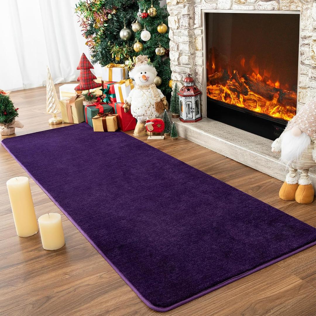 Przemy Washable Runner Rug for Bedroom Living Room, 2x6 Feet Dark Purple Memory Foam Rug, Super Soft Modern Indoor Runner Carpet for Hallway Bedside Kids Room Girls Boys Dorm Nursery Decor Mat
