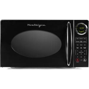 Nostalgia Modern Retro Countertop Microwave Oven - 900-Watt - 0.9 cu ft - 12 Pre-Programmed Cooking Settings - Digital Clock - Kitchen Appliances - Black