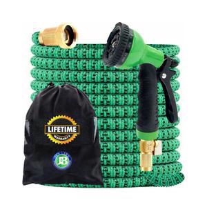 J&B XpandaHose 75ft Expandable Garden Hose – Ultra-Strong 3750D, 4-Layer Latex Core, Brass 3/4" Connectors, 10-Pattern Nozzle & Storage Bag – Lightweight, Kink-Reducing, Leak-Resistant