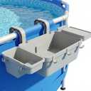 2026 Upgrade Poolside Storage Basket with Cup Holder Poolside Organizer for Pool Toys Towels Beverages Pool Accessories for Most Frame Above Ground Swimming Pools 5 Multifunctional Hooks Grey