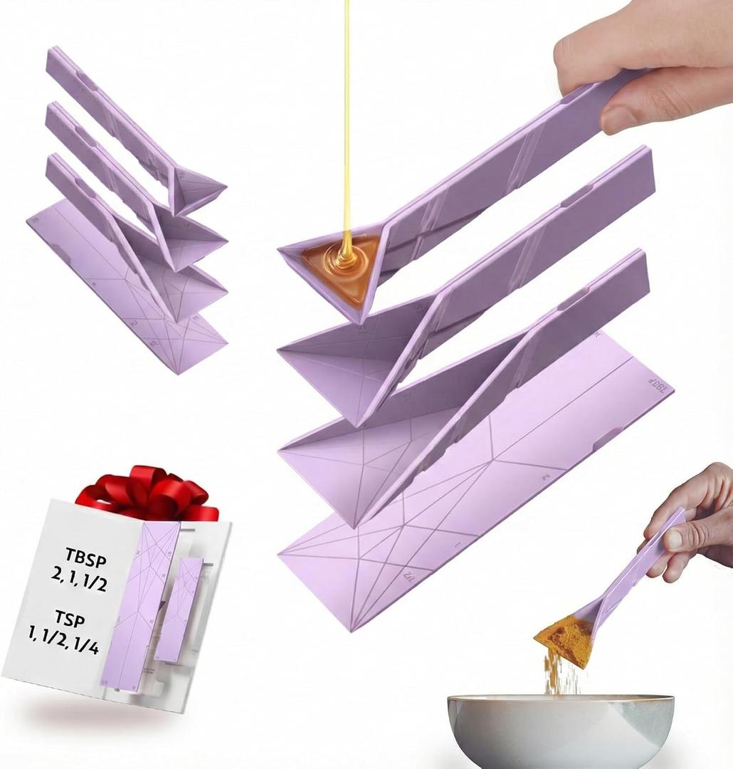 POLYGONS - Original Flat 3-in-1 Folding Measuring Spoons | 2 Spoons fold into 6 Sizes | Magnetic | DuraBend Tech lasts 100k+ folds | LeakProof for Wet & Dry | Gift Packaging | Baking/Cooking (Purple)