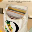 AUSVKAI Canvas Tote Bag Aesthetic for Women, Cute Sunflower Initial Trendy Monogram Personalized Initial Birthday Reusable Cloth Cotton Bags with Handle for Grocery College Shopping Beach