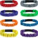 Augshy 8Pcs 3 Legged Race Bands Elastic Tie Rope, 8 Assorted Colors for Relay Race Game Carnival Field Day Backyard Game Party Supplies