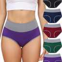 Aijolen Women's High Waist Cotton Underwear Full Coverage Briefs Soft Stretch Panties Pack of 5 S-XXL