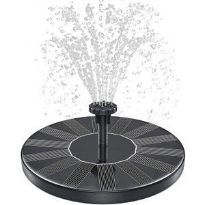 Solar Fountain, 1.5W Solar Bird Bath Fountains Pump Floating Solar Powered Water Fountain with 6 Nozzles and Fixer, Solar Fountain for Bird Bath, Outdoors, Garden, Pond, Pool, Black
