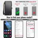 Defencase Compatible with Samsung Galaxy S22 5G Case Wallet with RFID Blocking Card Holder for Women Men, PU Leather Magnetic Snap Flip Zipper Strap Wallet Phone Case Fit for Galaxy S22 5G 6.1", Black