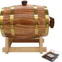 5L Oak Aging Barrels Whiskey Barrel Dispenser Wine Bucket No Leak for Storage Wine & Spirits & Whisky (with baked oak chips)