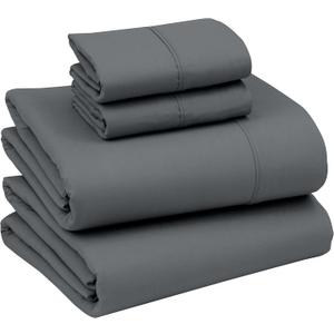 RUVANTI King Size Sheets Set, Brushed Microfiber Sheets 4 Pieces (1 Fitted Sheet, 1 Flat Sheet, 2 Pillowcases), with 15-inch Deep Pockets, Lightweight & Compfy Premium Hotel Bedding, Dark Grey