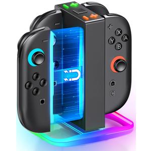 Mocagen Controller Charger for Nintendo Switch 2, Magnetic 4 in 1 Joy-Con Holder, Dynamic Light, Fast 2H Charge Compatible with Switch 2 Joy Con Charger Station Accessories
