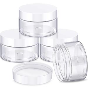 Patelai 4 Pieces Round Wide-mouth Leak Proof Plastic Container Jars with Lids for Travel Storage Makeup Beauty Products Face Creams Oils Salves Ointments DIY Making(4 Ounce,White)