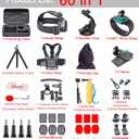 60 in 1 Camera Accessories Kit Compatible with GoPro Hero 13 12 11 10 9 8 7 6 /Session 5/Hero 4/3+/3/2/1, Insta360, DJI Osmo Action, AKASO, APEMAN, Campark, SJCAM