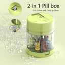 2 In1 Pill Crusher Cutters Medicine Organizer Bottle, Portable Travel Pocket 7-Day Tablet Pill Dispenser Tablet Cutter Case Pill Cutter Splitter for Small and Tiny Pills(Blue)