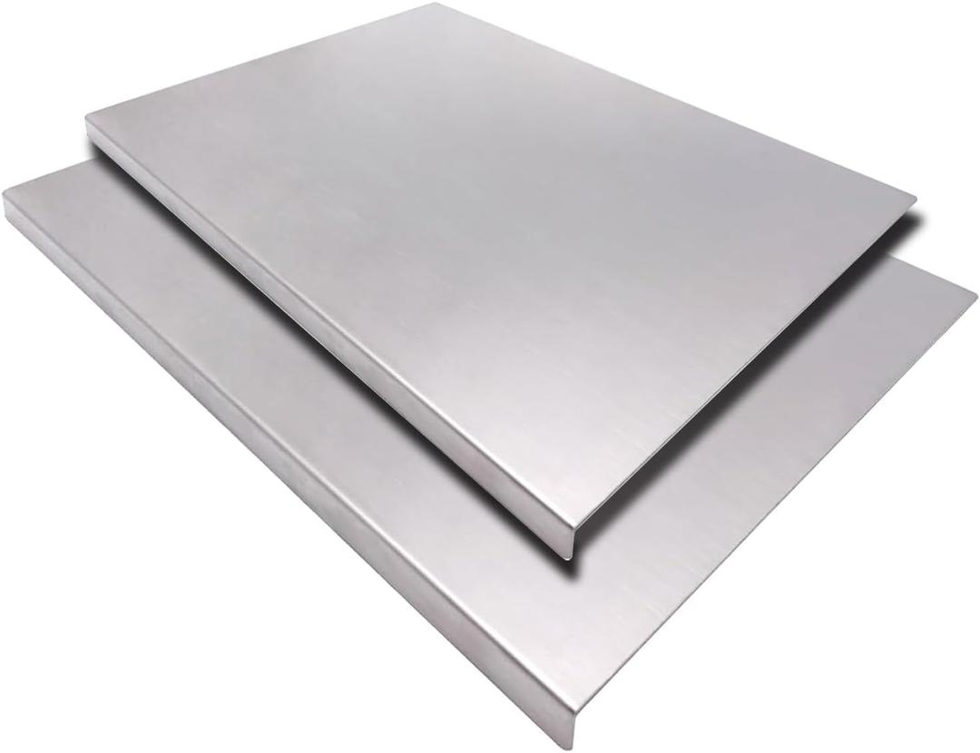 2PCS Large Stainless Steel Cutting Boards with Lip, Kneading Cutting Board Mats, Metal Cutting Board for Meat, Fruits, Vegetables, Bread, Baking, Non Adhesive (19.75" x 15.75", 15.75" x 11.5")