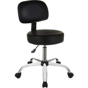 Amazon Basics Multi-Purpose Drafting Spa Bar Stool with Back Cushion and Wheels, Black, 22.72"D x 22.72"W x 37.8"H