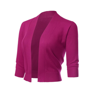 Allsense Women's 3/4 Sleeve Cropped Bolero Shrug Cardigan, L