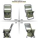 LEADALLWAY Fishing Chair with Cooler Bag Compact Fishing Stool Foldable Small Hunting Chair 12.2" Seat Depth,12.6" Seat Width
