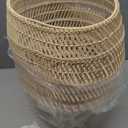 Arturesthome Boho Wicker Chandelier,W 15.7"*H 18" Rustic Rattan Basket Pendant Light Fixture Coastal,Farmhouse Hanging Lighting for Dining Table Kitchen Island Bedroom