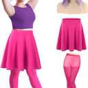 Mepase 3 Pcs Halloween Witch Mad Madam Costume Accessories Wizard Duel Cosplay Include Half Length Skirt Purple Short Wig and Sock for Women Animated Movie Cosplay