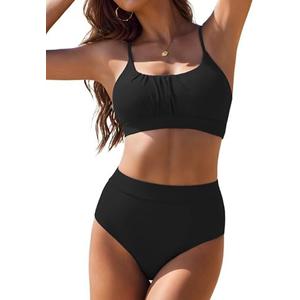 Amazon.com: AI'MAGE Bikini Sets for Women High Waisted 2025 Two Piece Swimsuits Sporty Color Block Bathing Suit, (Black White, X-Large) 