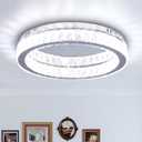 Modern Crystal Chandelier, 17.7" Round LED Flush Mount Ceiling Light, 48W