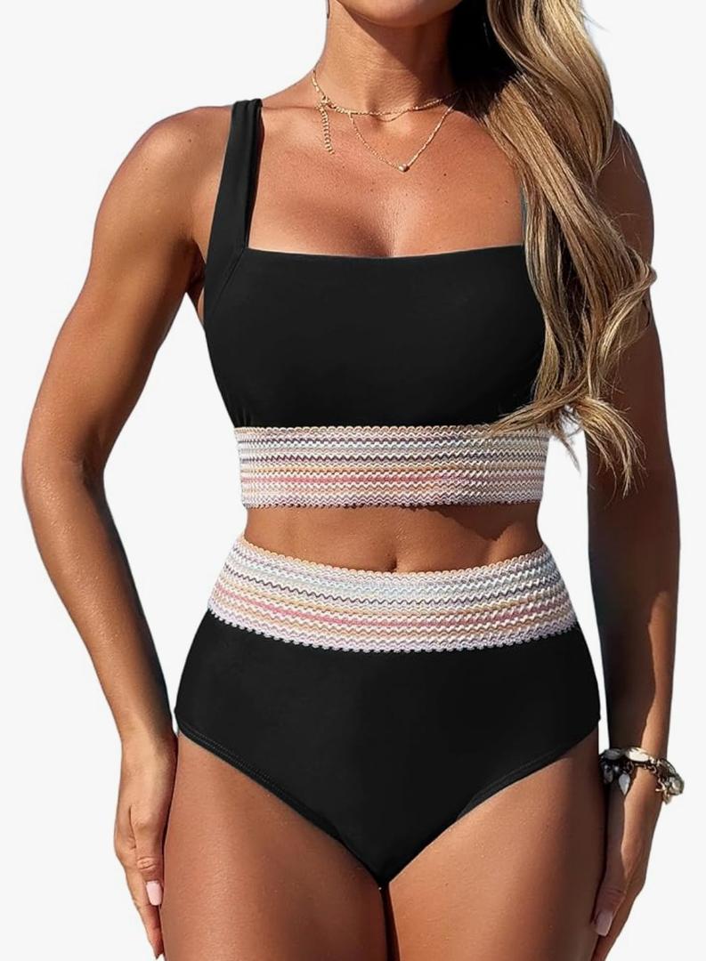 BMJL Women High Waisted Bikini Tummy Control Swimsuits Two Piece Swim Suits for Women 2025 Sporty Bathing Suit Swimwear S