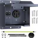 Joinfworld 50 Amp RV Power Outlet Box with Breaker, Weatherproof 125/250V UL Listed NEMA 14-50R RV Receptacle, Lockable Electrical Power Box for RV Camper Trailer Motorhome