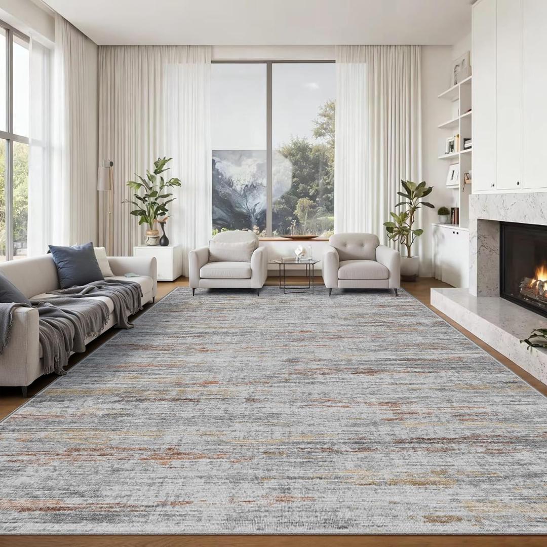 8x10 Area Rugs for Living Room,Modern Abstract Non-Slip Backing Washable Rugs,Soft Thin Large Area RugStain Resistant Carpets for Bedroom Dining Room Home Decor