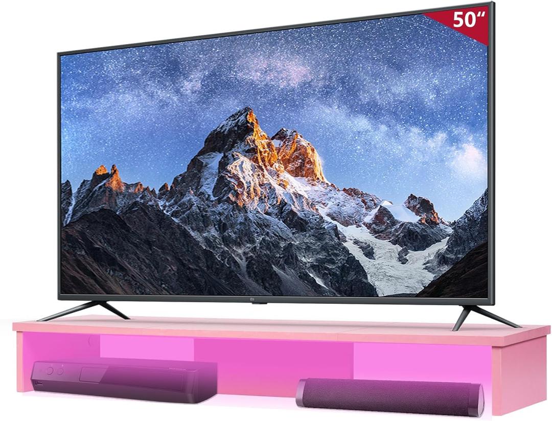 TV Riser Stand with LED Lights, 42.5" Super Large Monitor Stand Riser, Tabletop TV Stand Riser for Desk, Desk Shelf for Top of Desk, Desktop Organizer for Computer, TV, Laptop, Printer