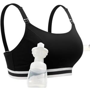 Momcozy 2-in-1 Hands Free Pumping Bra, Adjustable Breast Pump Bra with Wide Support Band for Breastfeeding Moms, Large 