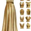 Velvet Infinity Dress with Bandeau, Convertible Bridesmaid Dresses, Multiway Wrap Maxi Long Formal Wedding Guest Dress (One Size, Gold)